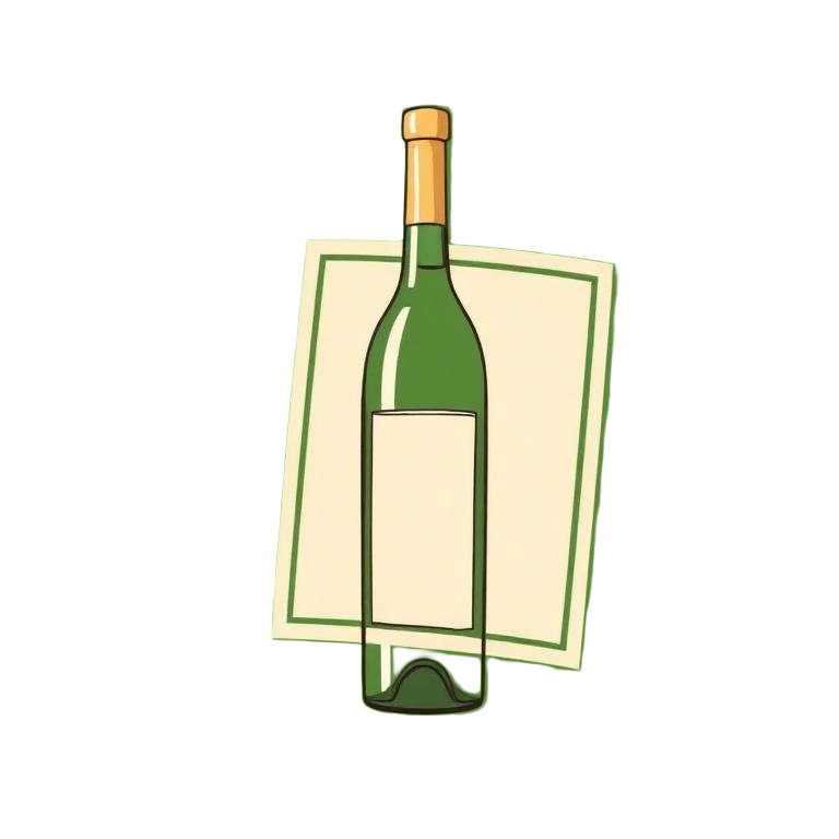 Illustration of an elegant Italian wine bottle