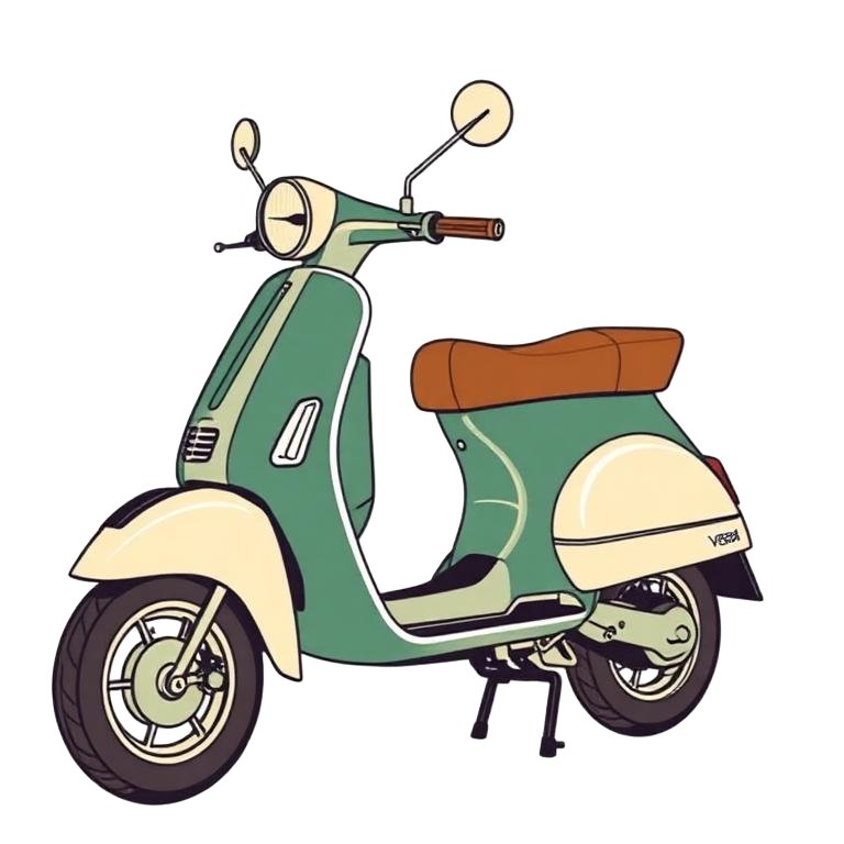 Illustration of a classic Italian Vespa scooter